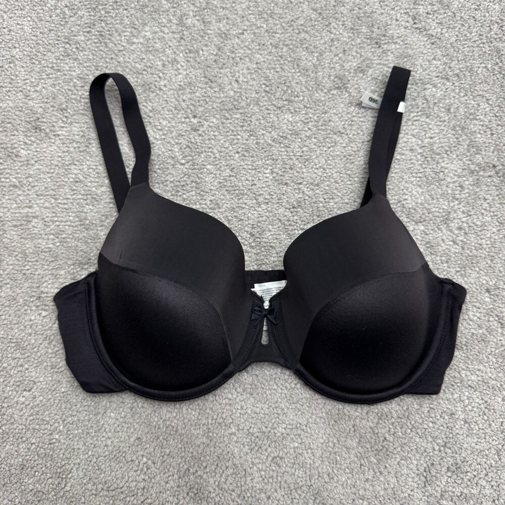 DKNY Padded Underwire Full Coverage T-Shirt Bra Women 36D Black Hook Eye Back